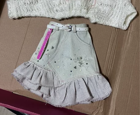 【出】bjd 3 女 烫钻荷叶边牛仔短裙 ...