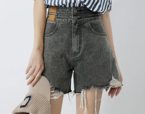 美洋MEIYANG 滚石乐队牛仔短裤 两粒...