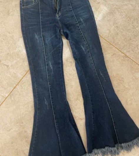 喇叭筒牛仔裤女 显瘦显高 裤长95 腰围3...