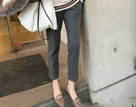 南瓜谷高腰西裤女休闲裤修身秋冬铅笔裤加厚毛...