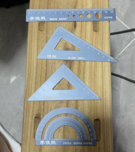 包邮，儿童三角板量角器，铝合金材质，激光打...