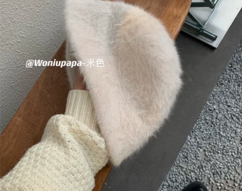 ?蜗牛爬爬家白色渔夫帽子女冬季遮脸盆帽保暖...