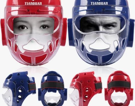 天权儿童跆拳道头盔面罩护头拳击散打搏击全防...