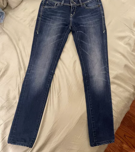 Levis 深蓝色修身牛仔裤 25码 新旧...