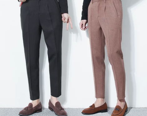 秋冬黑灰色西裤宽松显瘦锥形小脚裤男士百搭九...