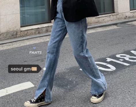 ?牛仔裤长裤 鬼马少女韩风chic学院风简...