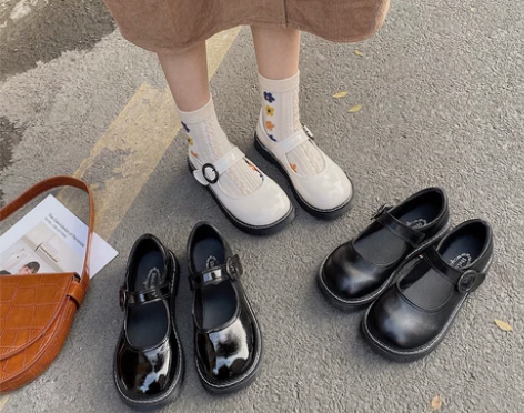 2021新款大头鞋韩版原宿风圆头娃娃鞋森系...