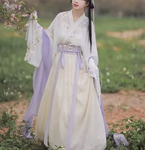 汉尚华莲叠岚芸烟原创晋制汉服女秋中国风一片...