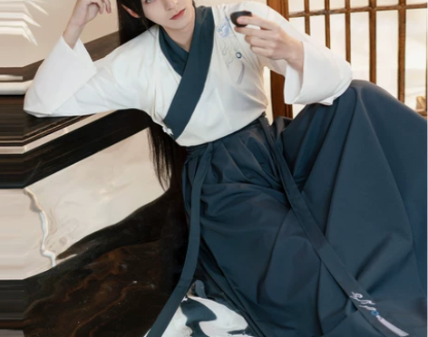 孤鲤古装白色汉服男套装正版原创情侣装魏晋古...