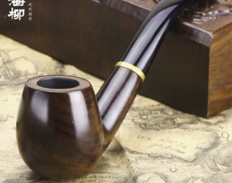 百年海柳黑檀木烟斗弯式手工过滤烟斗石楠木烟...