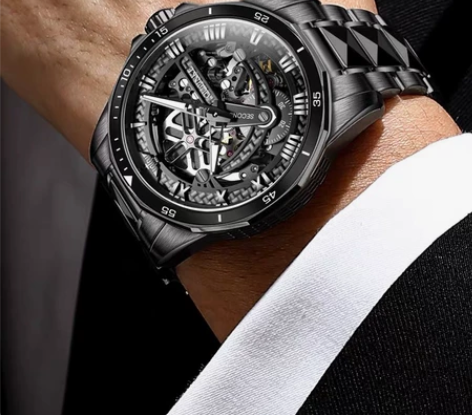瑞士欧品客黑武士男士全自动防水机械表，全新...