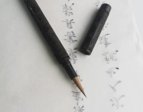 全新黑檀便携式戴帽纯狼毫小楷毛笔，纯工艺制...