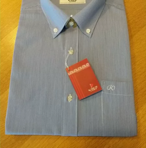 转让家中全新开尔牌男士蓝色条纹衬衫,180...