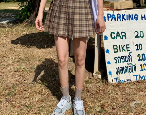 YUKI小树家 自制有加小码炒洋气格子百褶...