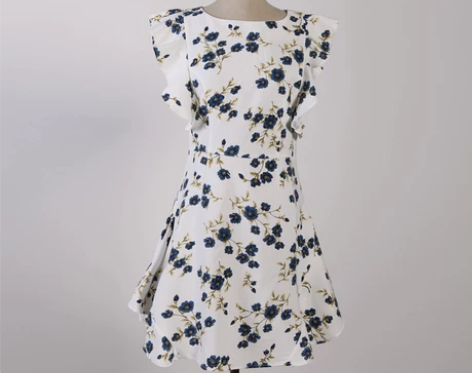 ?夏季甜美修身复古小碎花印花荷叶边裙 非常...