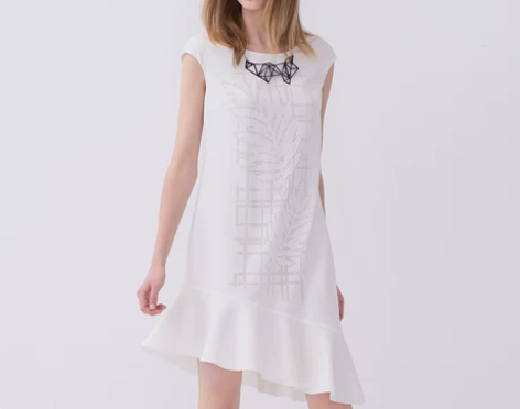 Lily夏女装显瘦荷叶边裙 本白，尺码L/...