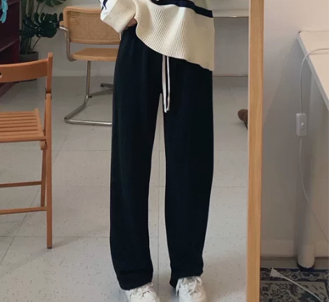 秋冬直筒阔腿加厚休闲裤 超级垂坠 黑色m码...