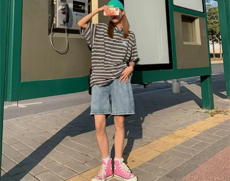 牛仔短裤女潮ins2021夏季新款百搭宽松...