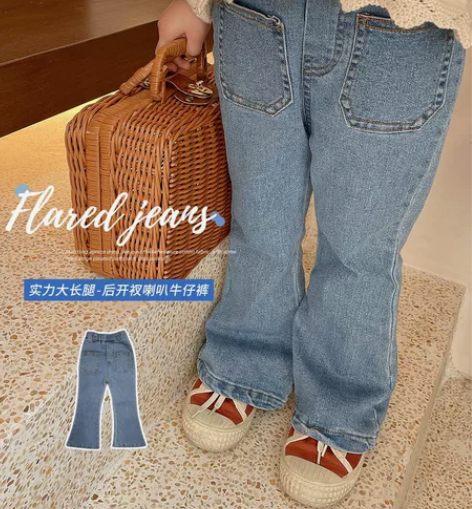 春秋款女童宝宝开叉喇叭牛仔裤 全新带吊牌 ...