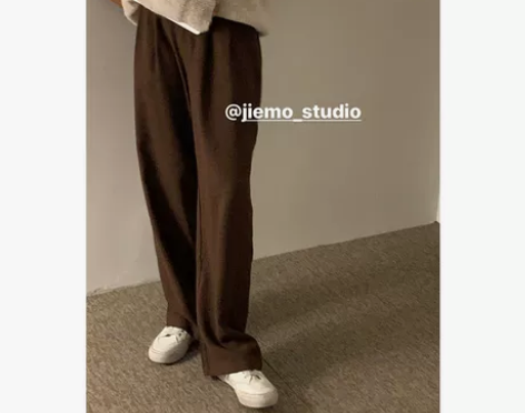 芥末自制西装裤女秋冬高腰显瘦百搭休闲裤直筒...