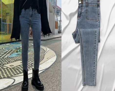 高腰牛仔裤女裤子铅笔裤修身显瘦显高紧身小脚...