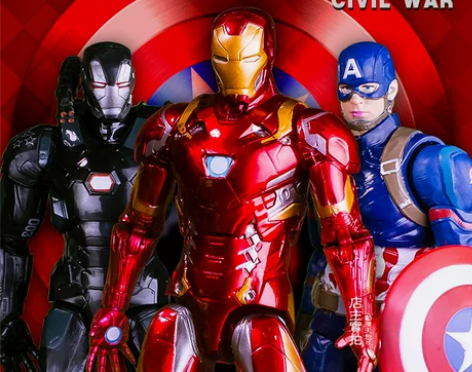复仇者联盟美国队长钢铁侠蜘蛛侠黑豹手办模型...