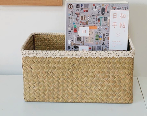 复古藤编桌面收纳盒 零食水果篮藤编储物竹盒...