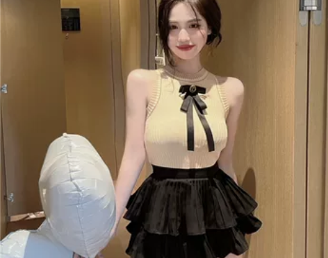 扑啦啦2022夏季新款纯欲修身显瘦外穿针织...