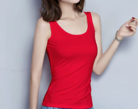 吊带纯棉美背红色背心女夏外穿卫衣叠穿西装内...