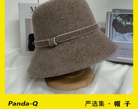 ?【青枣】秋冬羊毛呢纯色保暖渔夫帽韩版时尚...