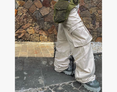 FFSTUDIO定制 米杏色高腰工装裤20...