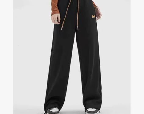 裤子加绒 加厚裤子潮牌秋冬休闲裤女宽松直筒...