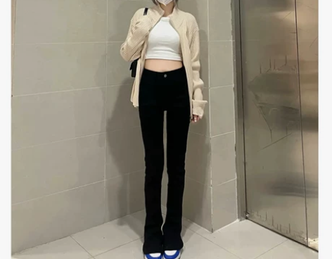 175高个子加长马蹄牛仔裤女秋冬微喇叭裤显...