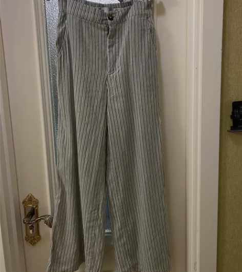 Hollister浅绿色条纹阔腿裤 120...