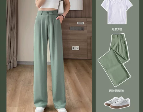 阔腿裤女2022新款夏季休闲裤高腰垂感直筒...