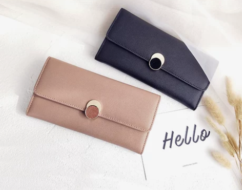 牛皮圆环长款钱包女士2019新款日韩ins...