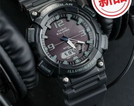 卡西欧手表男女官网限量运动小黑表情侣款太阳...