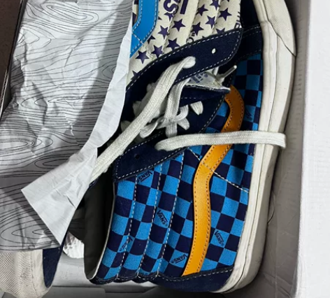 vans sk8 hi OG，蓝色棋盘格 ...