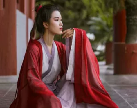 侠客古风红颜传统汉服女魏晋风红色齐腰襦裙广...