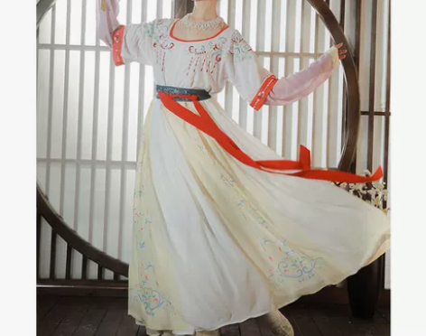 柒邑正品原创汉服女坦领三件套齐腰襦裙中国风...