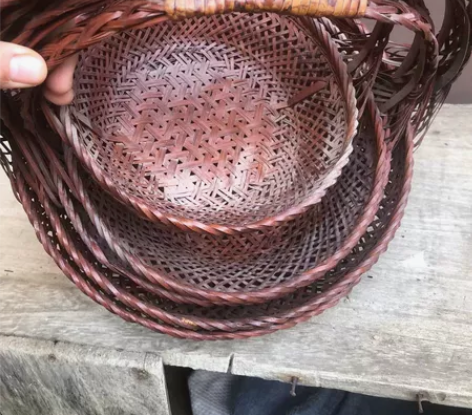 老竹编篮子，竹编花器，放水果鸡蛋也行的，大...