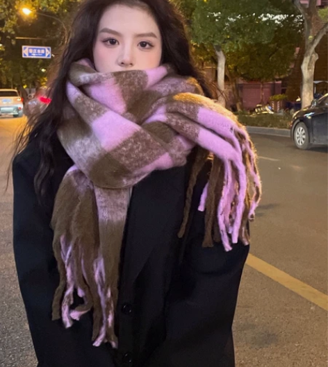 虞书欣同款仿羊绒围巾 披肩 秋冬围巾 三个...