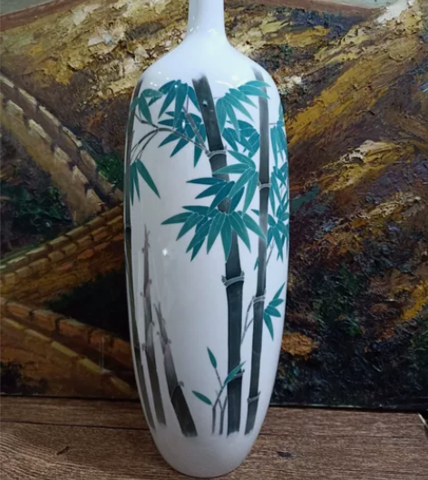 醴陵老瓷釉下彩手绘［竹］梅兰竹菊四君子之一...