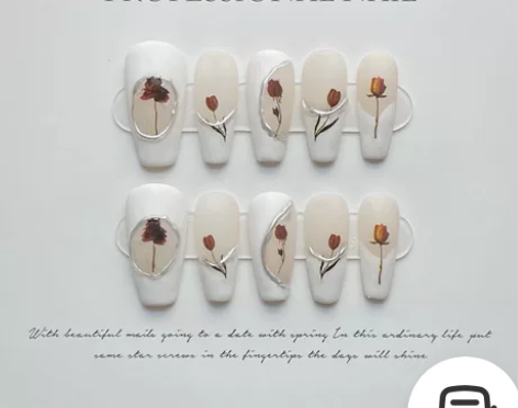 小红书同款玫瑰穿戴甲轻奢秋冬显白宫廷 T梯...