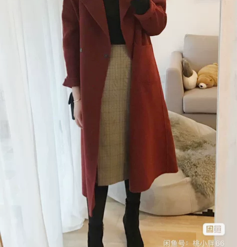 播言Boyan秋冬毛呢半裙 复古英伦格子A...