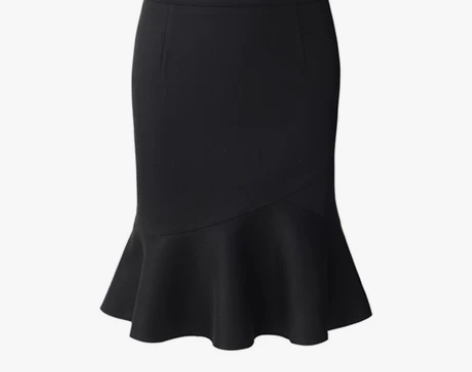 秋冬新款毛呢修身半身裙弹力荷叶边包臀中裙高...