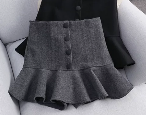 ins超火荷叶边半身裙秋冬女毛呢鱼尾裙蓬蓬...