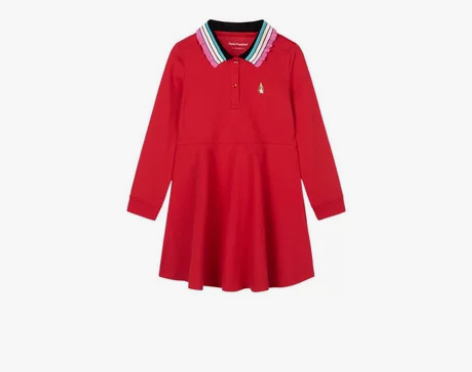 暇步士 秋装新款女童连衣裙长袖Polo裙学...
