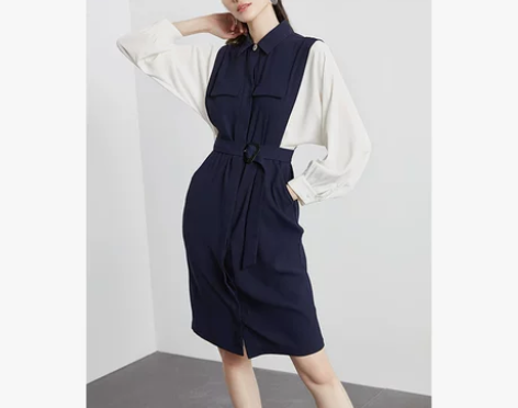 ?何穗同款伊芙丽裙子女2019新款秋高腰雪...