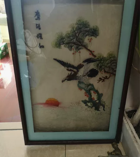 刺绣画，高60款41，老的，品相如图不明先...
